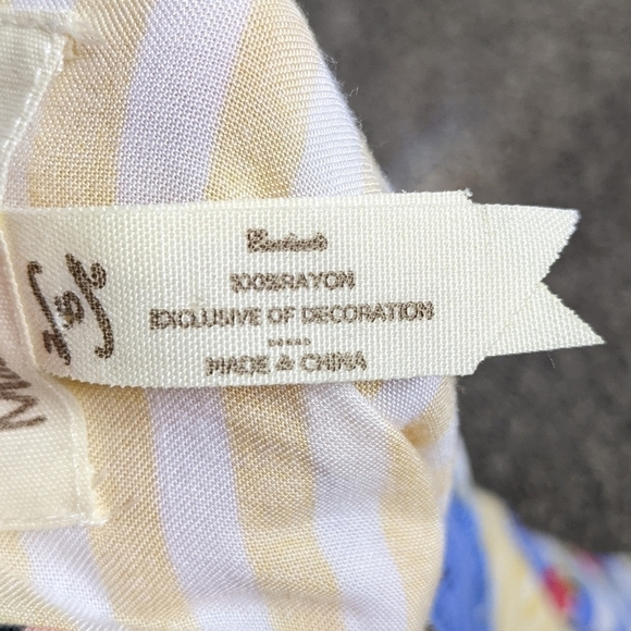 Matilda Jane yellow blue striped floral button back blouse S - Picture 7 of 8